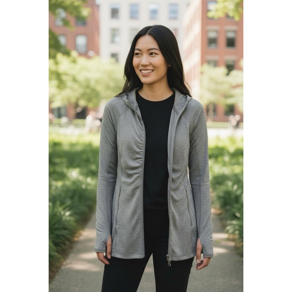 Athleta Vitamin Sea Heather Grey Full Zip Hoodie Athletic Jacket Size X Small XS